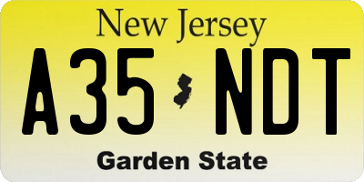 NJ license plate A35NDT