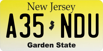 NJ license plate A35NDU