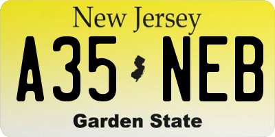 NJ license plate A35NEB