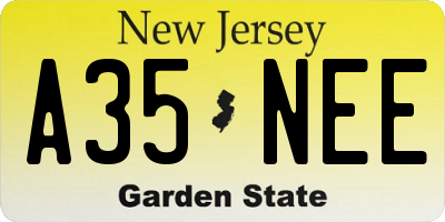 NJ license plate A35NEE