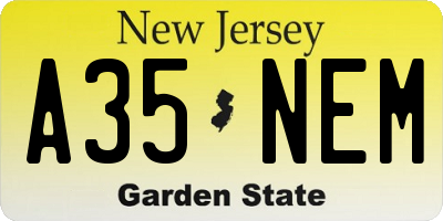 NJ license plate A35NEM