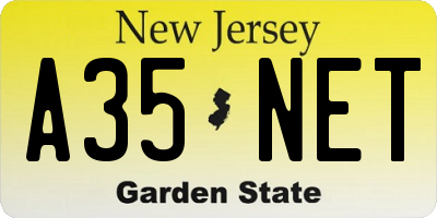 NJ license plate A35NET