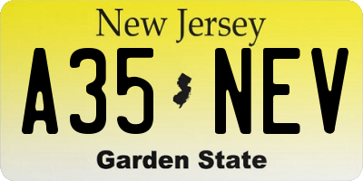 NJ license plate A35NEV