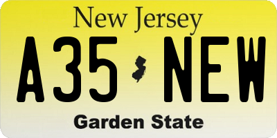 NJ license plate A35NEW