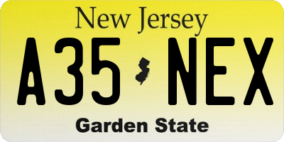 NJ license plate A35NEX