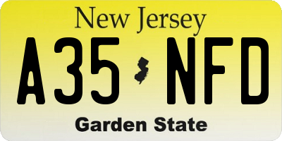 NJ license plate A35NFD