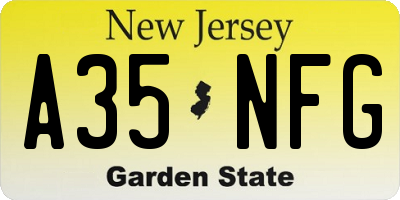NJ license plate A35NFG