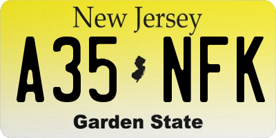 NJ license plate A35NFK