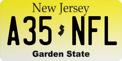 NJ license plate A35NFL