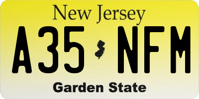 NJ license plate A35NFM
