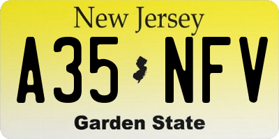 NJ license plate A35NFV