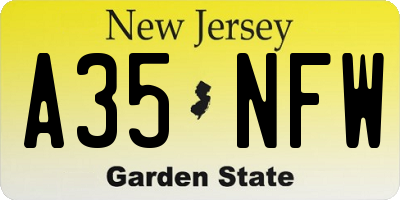 NJ license plate A35NFW