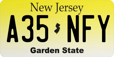 NJ license plate A35NFY