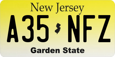 NJ license plate A35NFZ