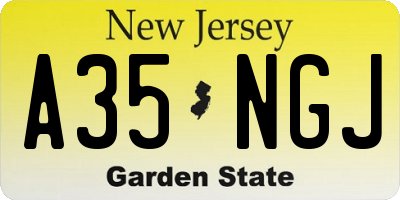 NJ license plate A35NGJ