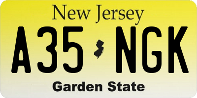 NJ license plate A35NGK