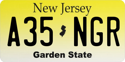 NJ license plate A35NGR