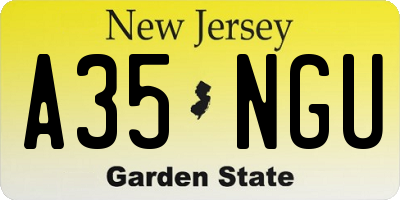 NJ license plate A35NGU