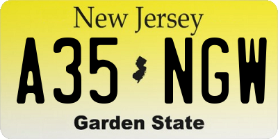 NJ license plate A35NGW