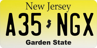 NJ license plate A35NGX