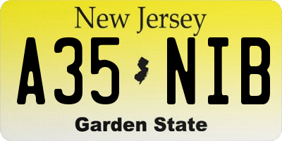 NJ license plate A35NIB
