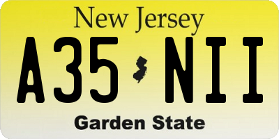 NJ license plate A35NII