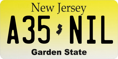 NJ license plate A35NIL