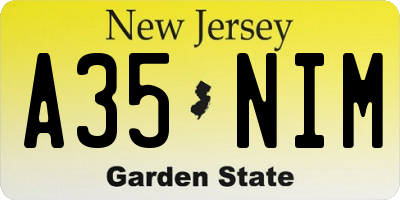 NJ license plate A35NIM