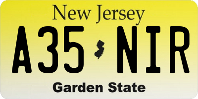 NJ license plate A35NIR