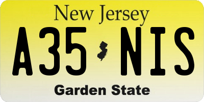 NJ license plate A35NIS