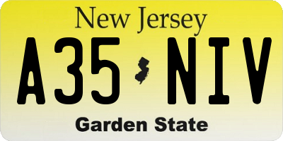 NJ license plate A35NIV