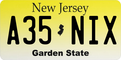 NJ license plate A35NIX