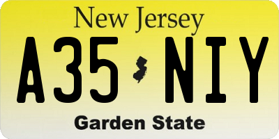 NJ license plate A35NIY