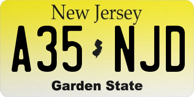 NJ license plate A35NJD