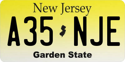 NJ license plate A35NJE