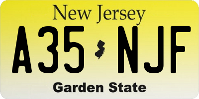 NJ license plate A35NJF
