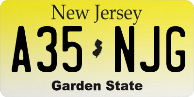NJ license plate A35NJG