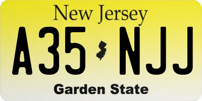 NJ license plate A35NJJ