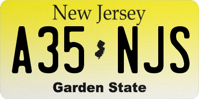 NJ license plate A35NJS