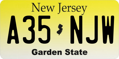 NJ license plate A35NJW
