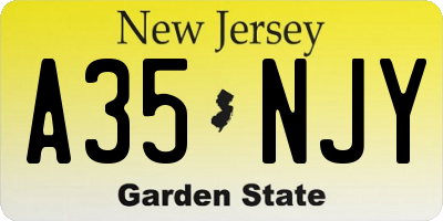 NJ license plate A35NJY