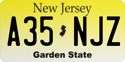 NJ license plate A35NJZ