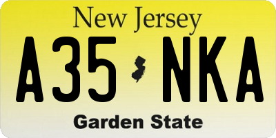 NJ license plate A35NKA