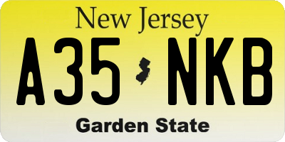NJ license plate A35NKB