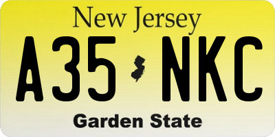 NJ license plate A35NKC