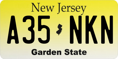 NJ license plate A35NKN