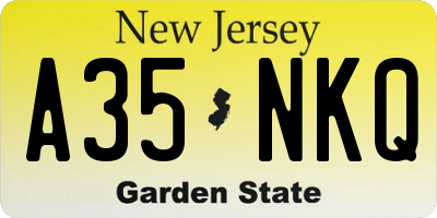 NJ license plate A35NKQ