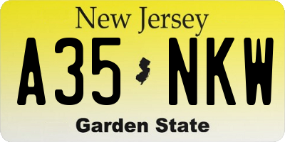 NJ license plate A35NKW