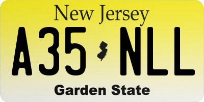 NJ license plate A35NLL