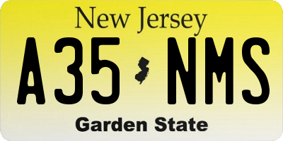 NJ license plate A35NMS